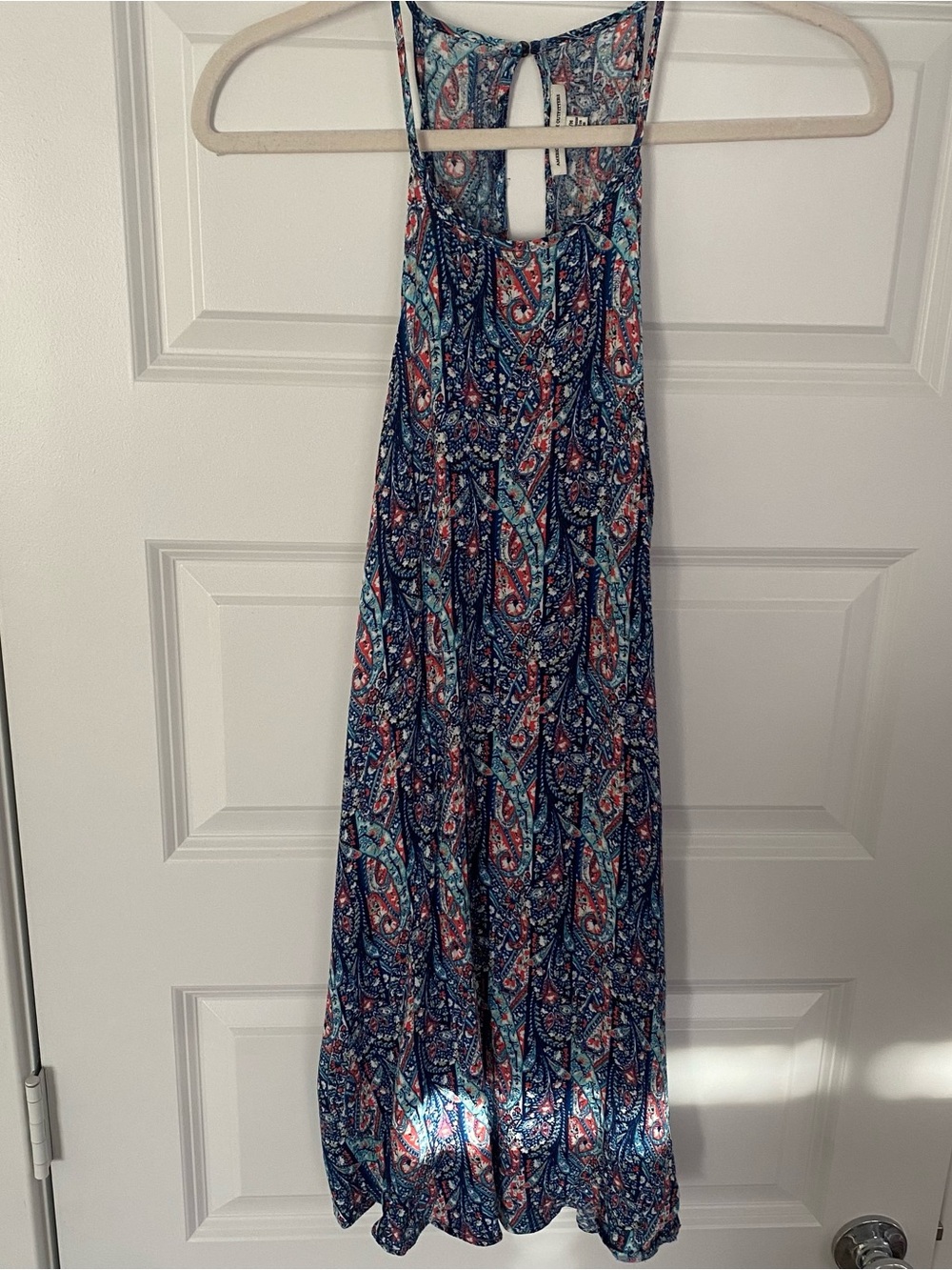 American Eagle Outfitters Navy, Coral, and Teal Paisley Maxi Dress